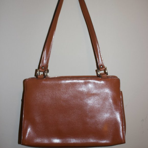 Vintage 70s brown CARAMEL REAL leather shoulder bag handbag messenger bag - Picture 3 of 3
